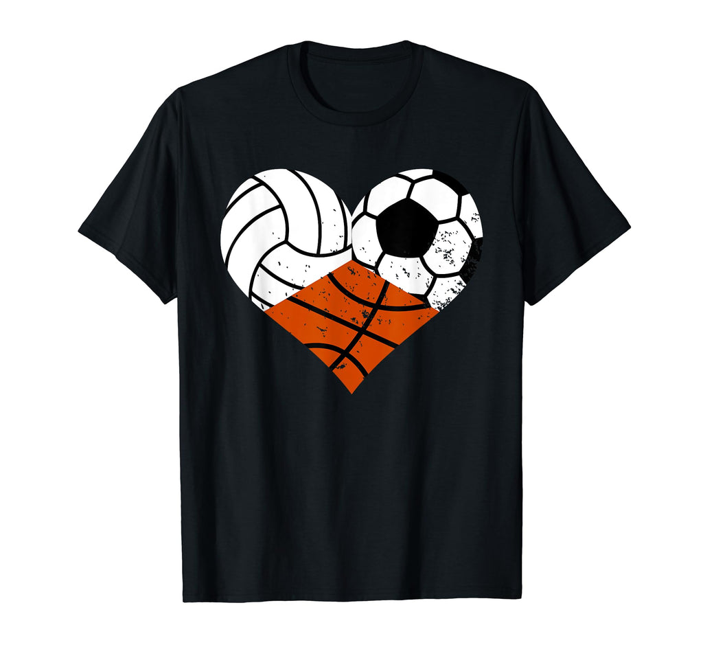 Volleyball Soccer Basketball Heart Funny T-Shirt - Streetwear Style Unisex