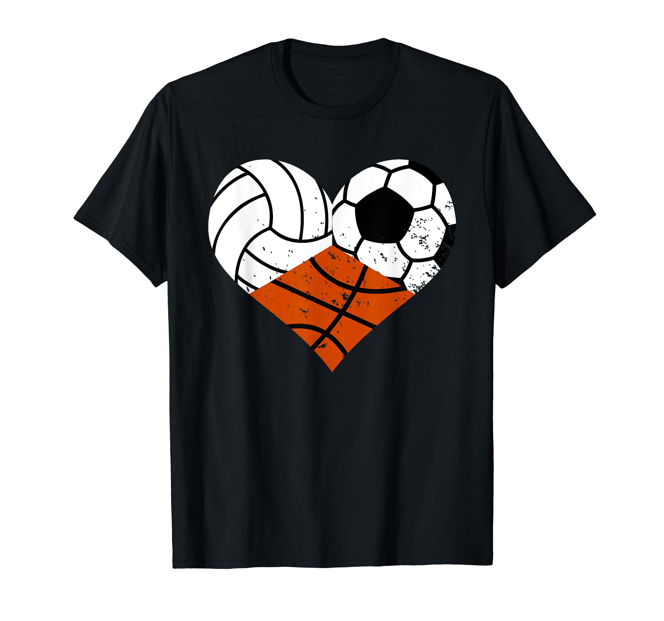 Volleyball Soccer Basketball Heart Funny T-Shirt - Streetwear Style Unisex