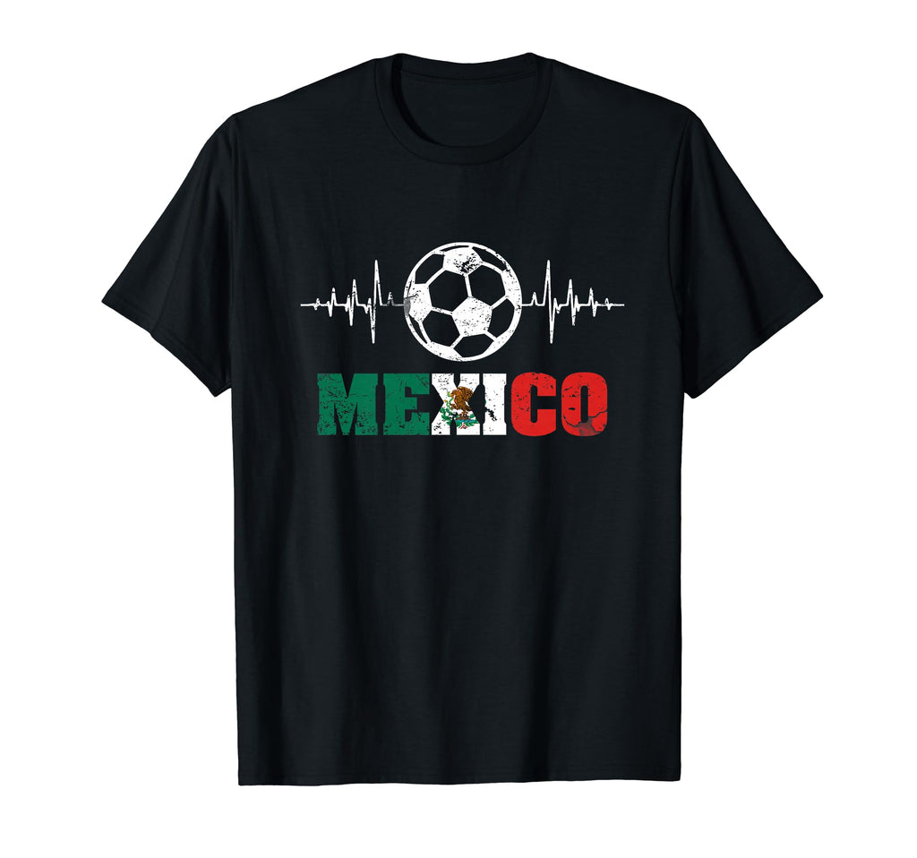 Mexico Russia Heartbeat Soccer T-Shirt - Casual Everyday Wear Men Women