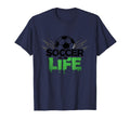 Soccer Is Life Passionate Fan Sports Navy T-Shirt - Graphic Print Unisex