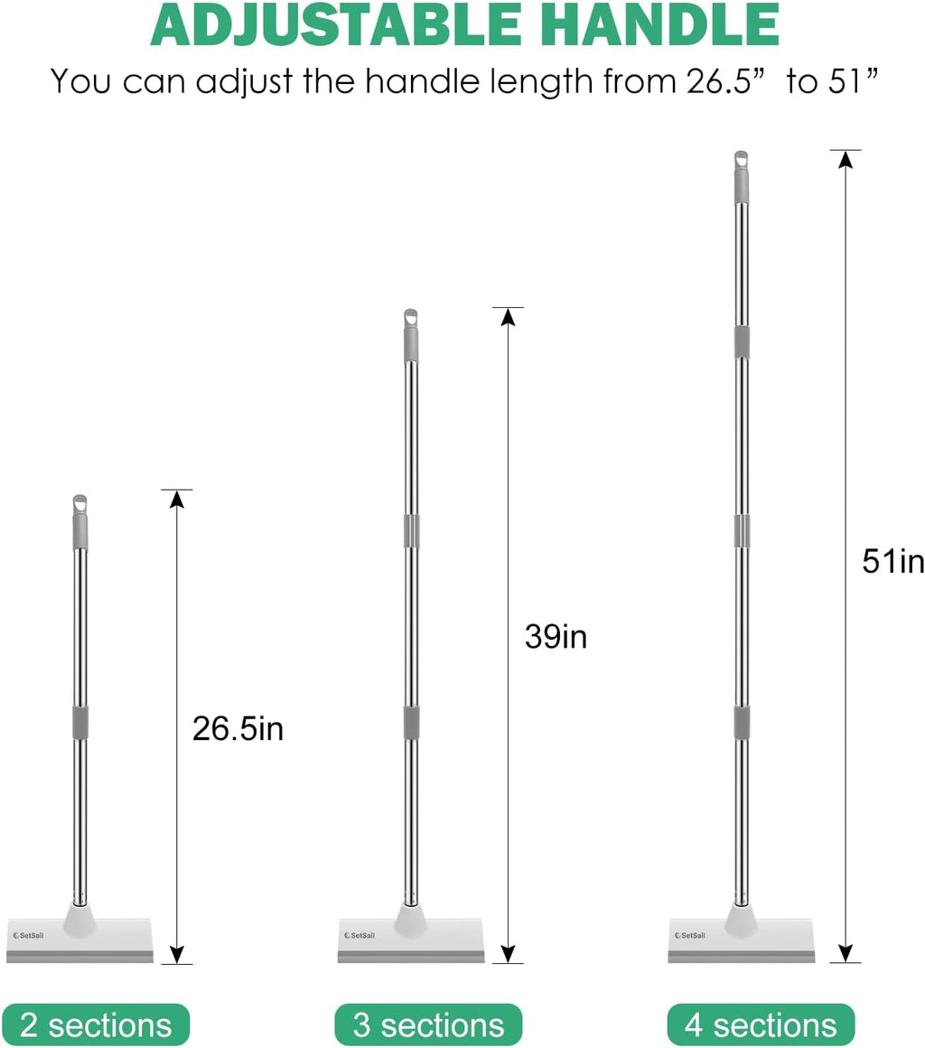 SetSail Floor Scrub Brush with 51-Inch Long Adjustable Handle 2 in 1 Scrape Brush Stiff Bristle Floor Scrubber for Cleaning Shower Bathroom Garage Kitchen Wall Deck Tub Tile,White
