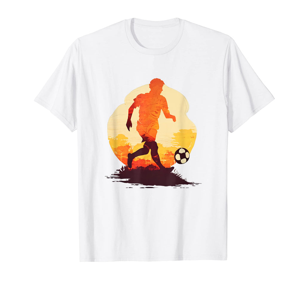 Soccer Player Silhouette Sunset T-Shirt - Streetwear Style Men Women