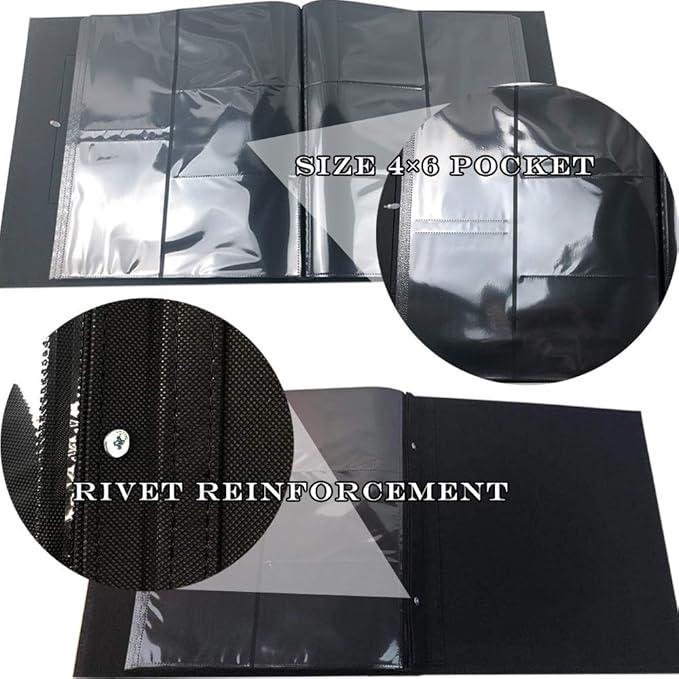 RECUTMS Photo Album 4x6 Holds 500 Photos Black Pages Large Capacity Leather Cover Wedding Family Baby Photo Albums Book Horizontal and Vertical Photos (Blue)