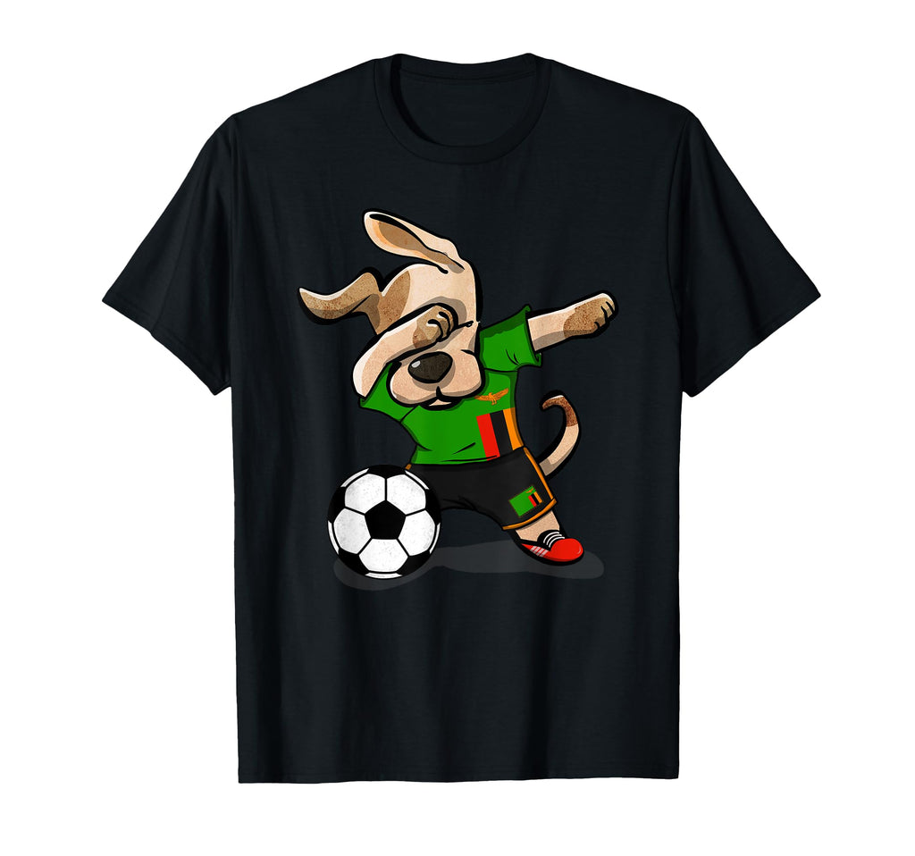 Dabbing Dog Zambia Soccer Fans T-Shirt - Streetwear Style for Adults