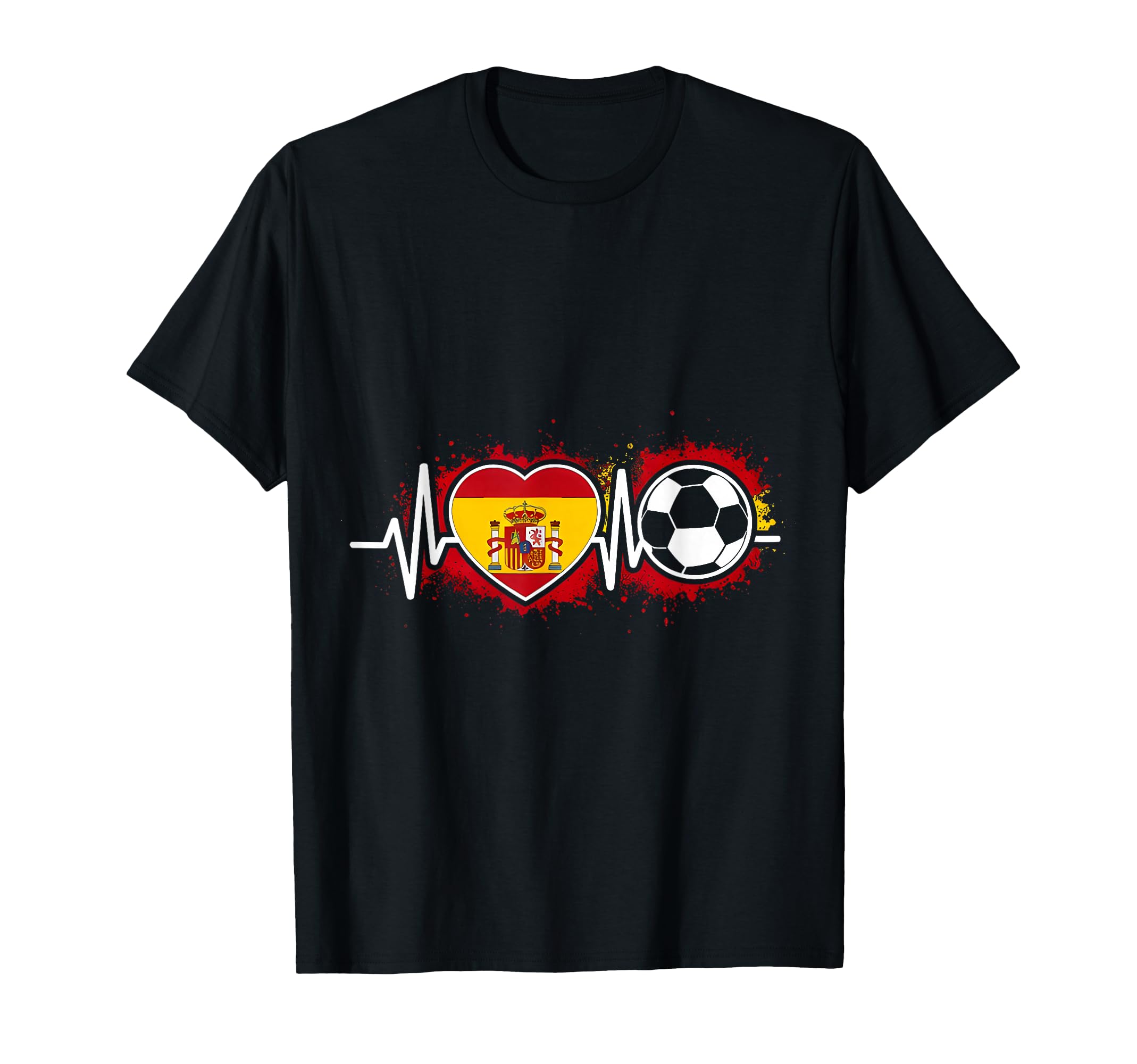 Spanish Football Heartbeat Spain Soccer T-Shirt - Unique Graphic Men Women