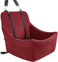 Dog Car Seat for Medium Dogs, Pet Travel Bed with Seat Belt Channel, Fully Detachable and Washable, 3 Straps Easy to Install (Red)