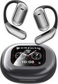 Open Ear Earbuds Intelligent Touch Screen Ultra Comfort Bluetooth 5.4 Headphones Over The Ear Earphones with Ear Hooks IPX7 Waterproof Bone Conduction Earbuds for Running Fitness Sport Workouts,Grey3