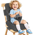 Toddler Booster Seat for Kitchen Chair, 2-in-1 Dining Table Booster Seat with Backrest & Adjustable Straps – Easy-Clean, PU Portable Toddler Eating Travel Increasing Cushion - Dark Grey