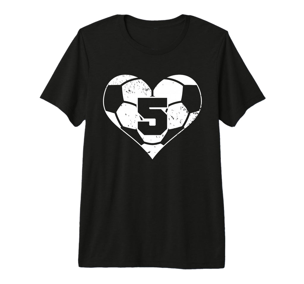 Soccer Number 5 Jersey Funny Soccer T-Shirt - Minimalist Print for Adults