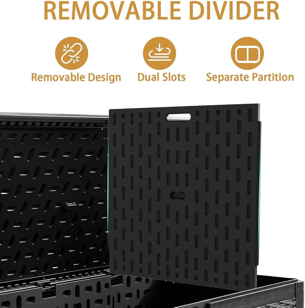 KUIKUI 288 Gallon Waterproof Deck Box, Outdoor Storage Box Waterproof Lockable with Divider and Lifter Prevent Water Seeping into from Floor for Patio Cushions