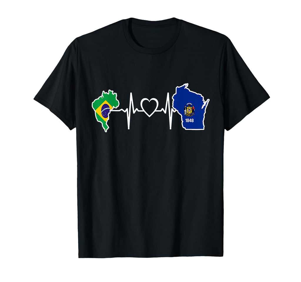 Brazilian Wisconsin Flag Brazil Wisconsin T-Shirt - Novelty Apparel Unisex