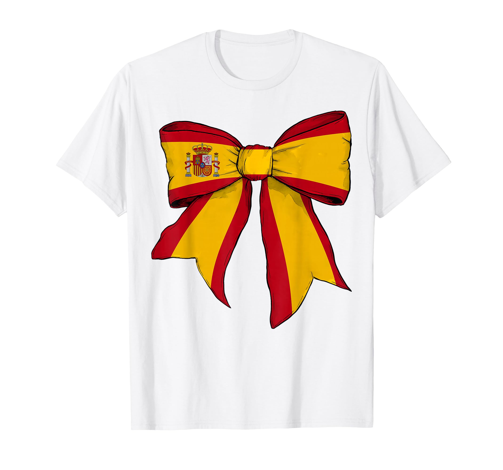 Spain Spanish Pride Flag Coquette Bow T-Shirt - Aesthetic Graphic Unisex