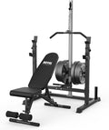Power Rack with LAT Pulldown Pulley System Adjustable Multi-Functional Squat Rack, Power Cage with J-Hooks Home Gym