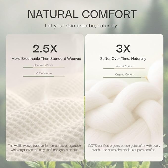 Salt Earth GOTS Certified 100% Organic Cotton Throw Blanket, 108"X90" Blankets & Throws for Bed, Throw Blanket for Couch,Modern & Cozy Blanket, All Season Waffle Blanket, Soft Blanket (Potting Soil)