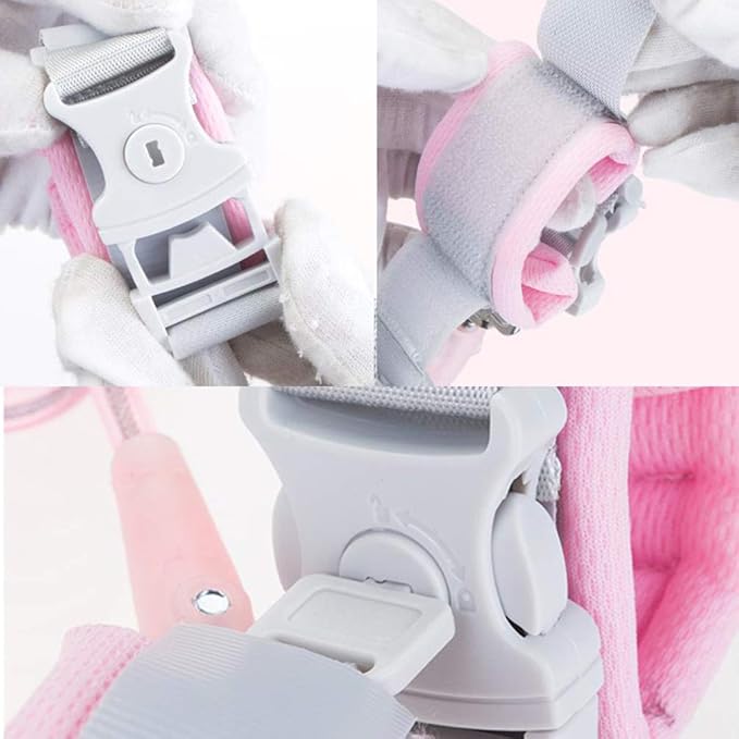 Anti Lost Wrist Link (8.2ft), Socub Toddler Leash Wrist for Child Safety with Key Lock, Safety Wrist Link for Kids, Pink