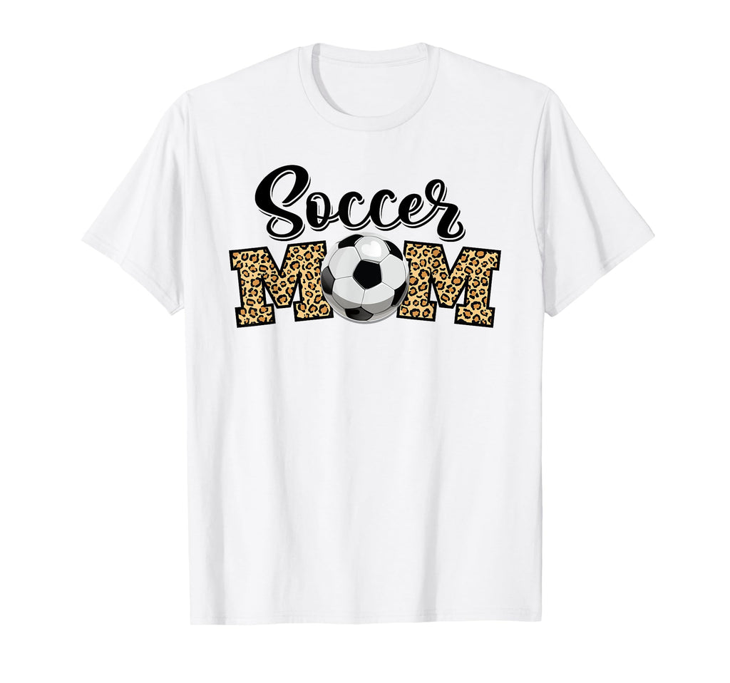 Soccer Mom Leopard Soccer Ball Sports Mama T-Shirt - Novelty Apparel Unisex