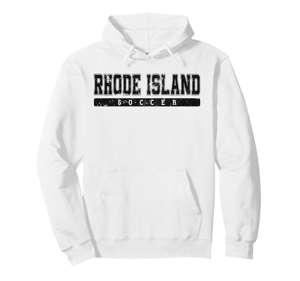 Rhode Island Soccer Black Text Hoodie - Minimalist Print for Adults