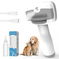 5 in 1 Pet Steam Brush for Dogs & Cats – Self Cleaning, 3 Pet Brush for Smoothing, Dematting, Thinning – Shedding, Grooming & Hair Removal, Includes Shampoo & Storage Case (7.3"-dematting)