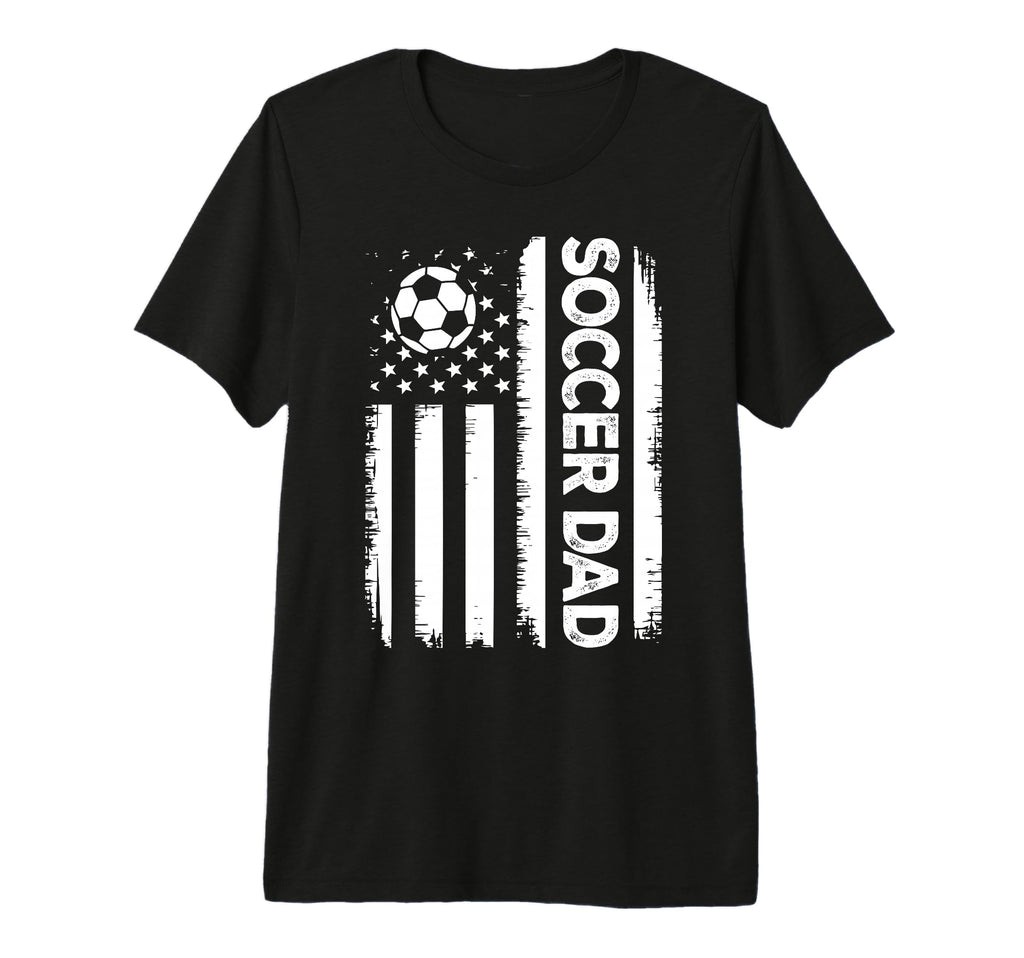 Mens Soccer Dad American Flag T-Shirt - Unique Graphic Men Women
