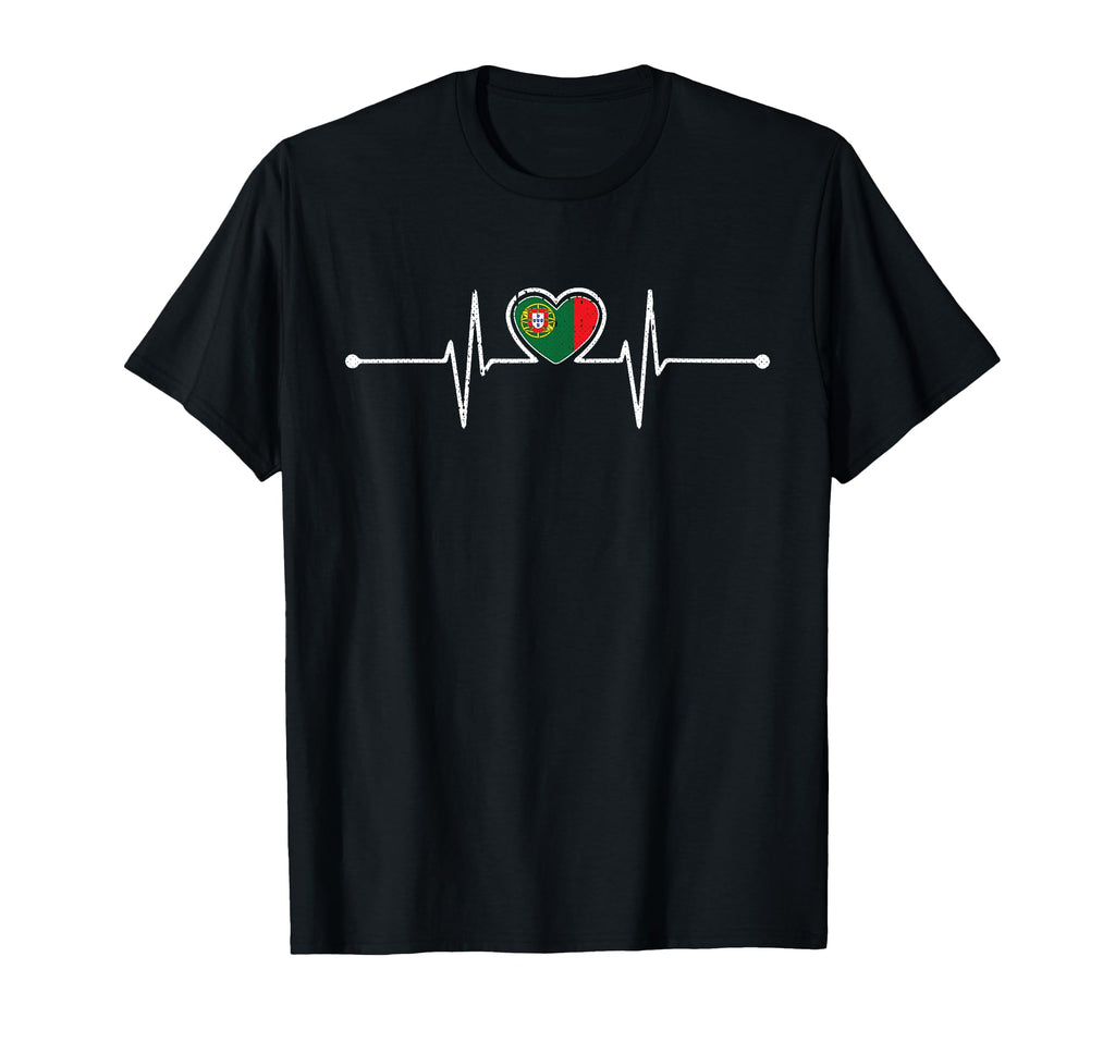 Portugal Soccer Heartbeat Portugese T-Shirt - Novelty Apparel for Adults