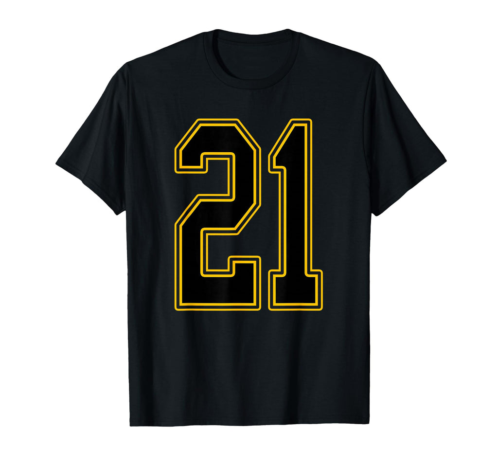 Black And Gold Number 21 Jersey T-Shirt - Fun Novelty Design for Adults