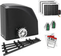 TOPENS DKR500ST Solar Sliding Gate Opener Rack Drive Automatic Gate Motor for Heavy Driveway Slide Gates Up to 1300 Pounds, Electric Gate Operator Battery Powered with Solar Panel Remote Control Kit