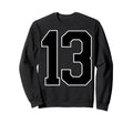 Black Sports Team Number 13 Fan Sweatshirt - Unique Graphic Unisex