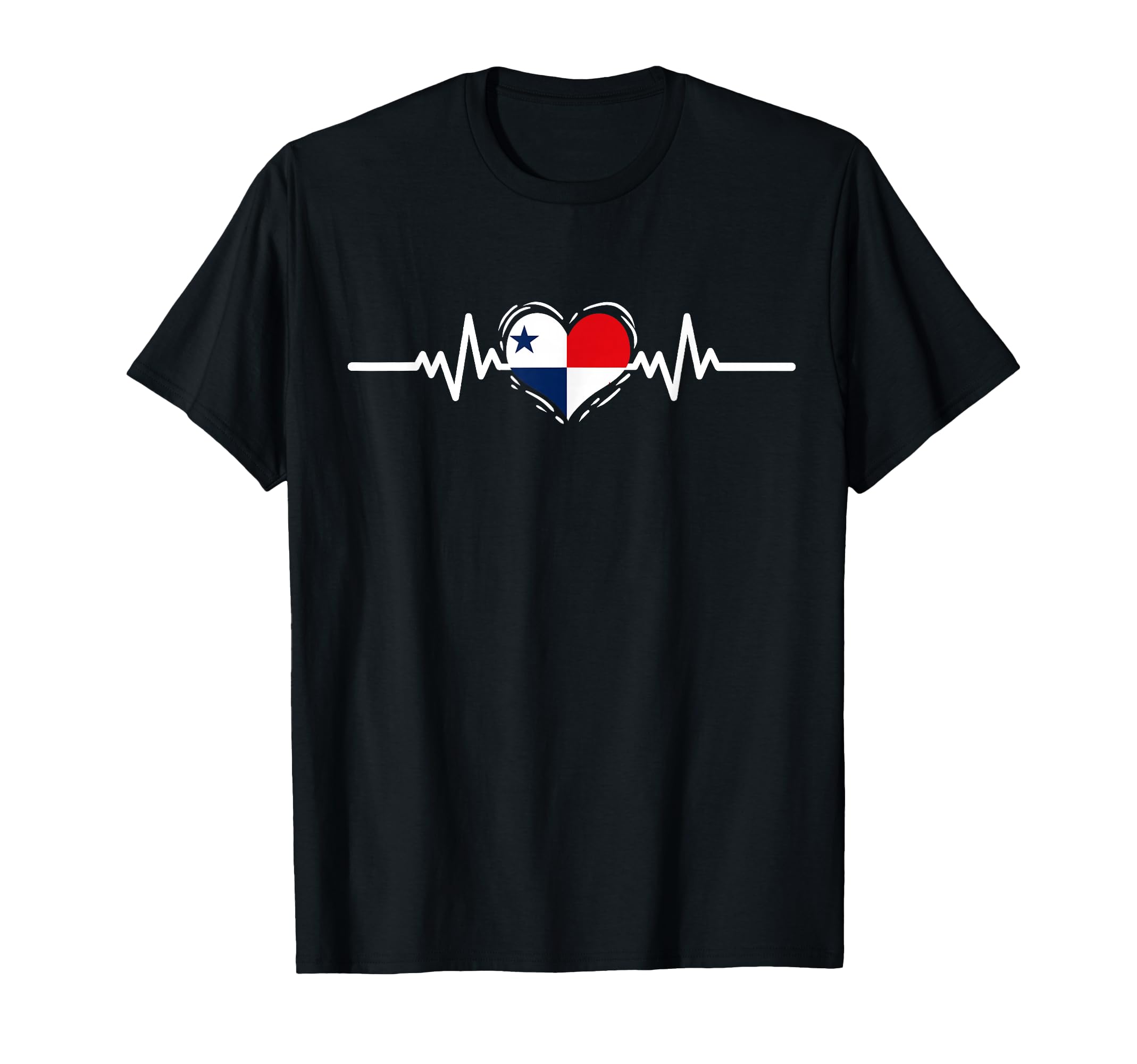 Panama Flag Heartbeat Panamanian Roots T-Shirt - Custom Art Print Unisex
