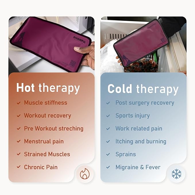 Small Soft Ice Packs for Injuries Reusable - Hot and Cold Flexible Gel Ice Packs Reusable for Ankle, Hand, Wrist, Head Pain Relief - 5" x 10" - 2PK - Purple