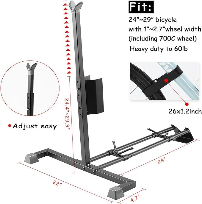 YueTong Bike Stand for Vertical Bike Storage,Upright Bicycle Stand Indoor,Standing Bike Rack for Garage Floor,Suit for MTB,Road Bike,Woman Bike and E-bike.