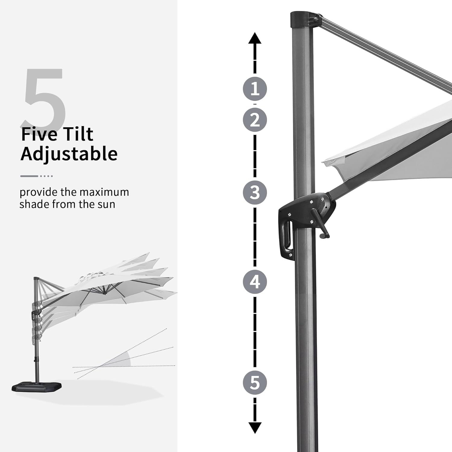 PURPLE LEAF 11 Feet Patio Umbrella Outdoor Cantilever Round Umbrella Aluminum Offset Umbrella with 360-degree Rotation for Garden Deck Pool Patio White