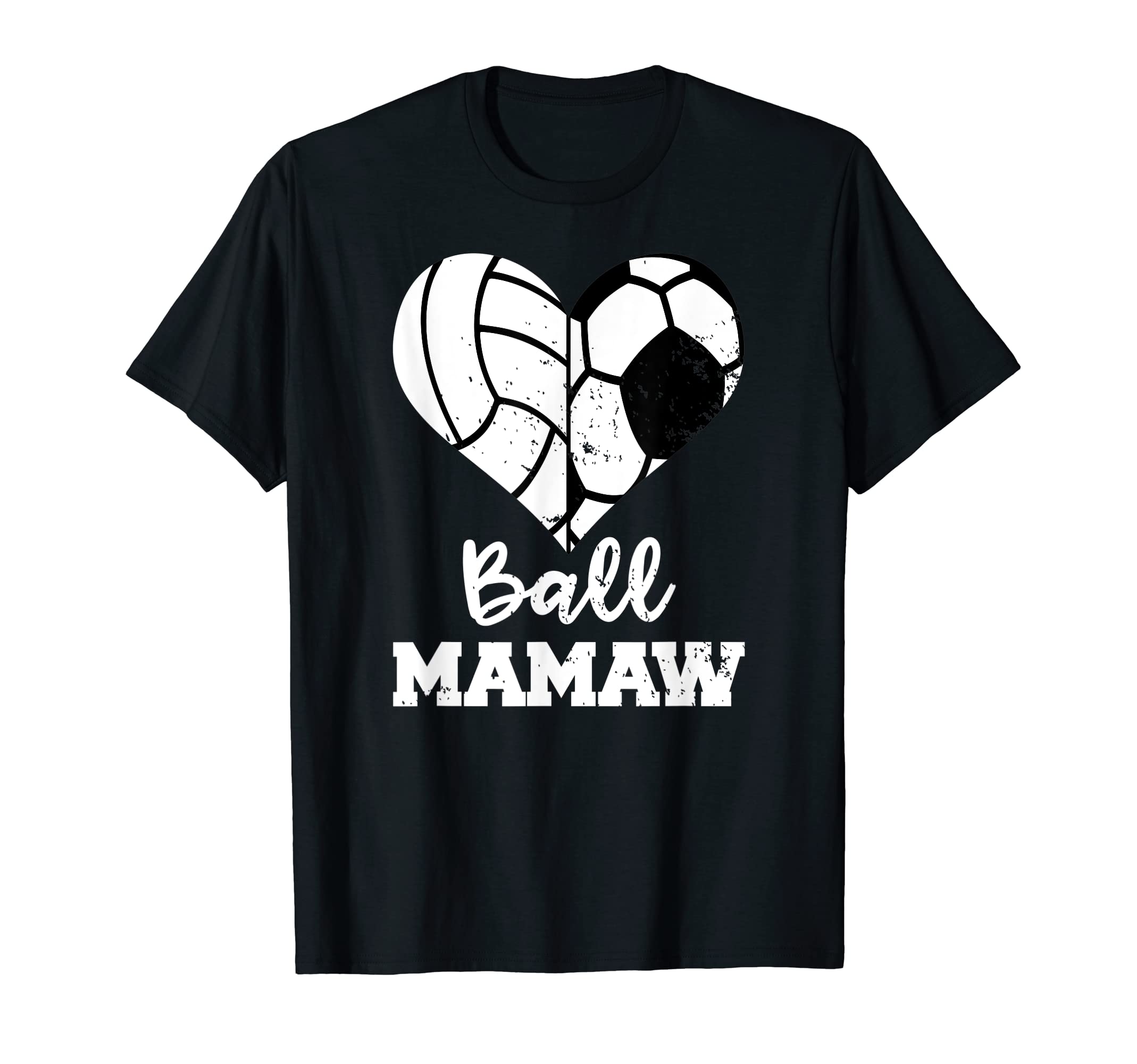 Ball Mamaw Heart Funny Soccer T-Shirt - Fun Novelty Design for Adults