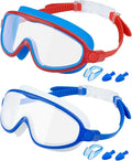 Rantizon Swim Goggles 2 Pack, Wide View Anti Fog&UV Swimming Goggles for Audlt, No Leaking Swim Glasses for Men Women Kids