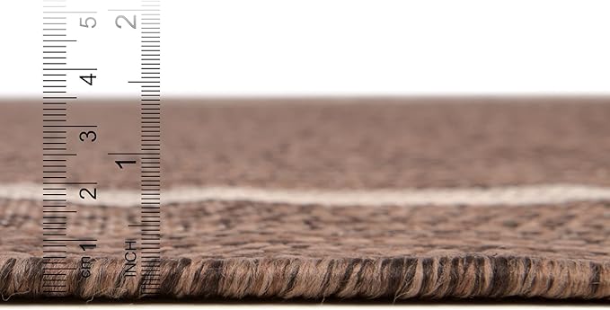 Unique Loom Outdoor Border Collection Area Rug - Soft Border (8' x 11' 4" Rectangle, Brown/ Ivory)