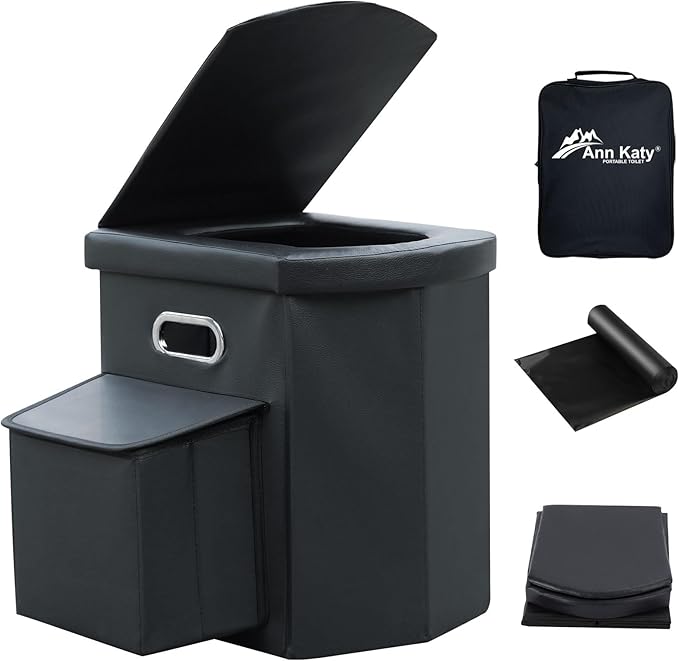 Upgrade XL Portable Toilet for Adults, Extra Large Portable Travel Floding Toilet, Camping Tall Toilets with Lid for Adults and Kids Compact Potty for Car,Hiking,Beach and Camping