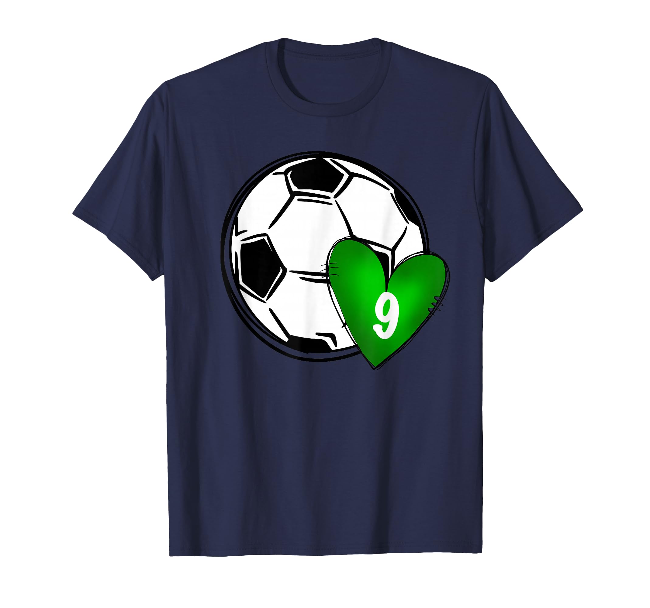 Womens Custom Soccer Mom Number 9 Heart T-Shirt - Minimalist Print Unisex