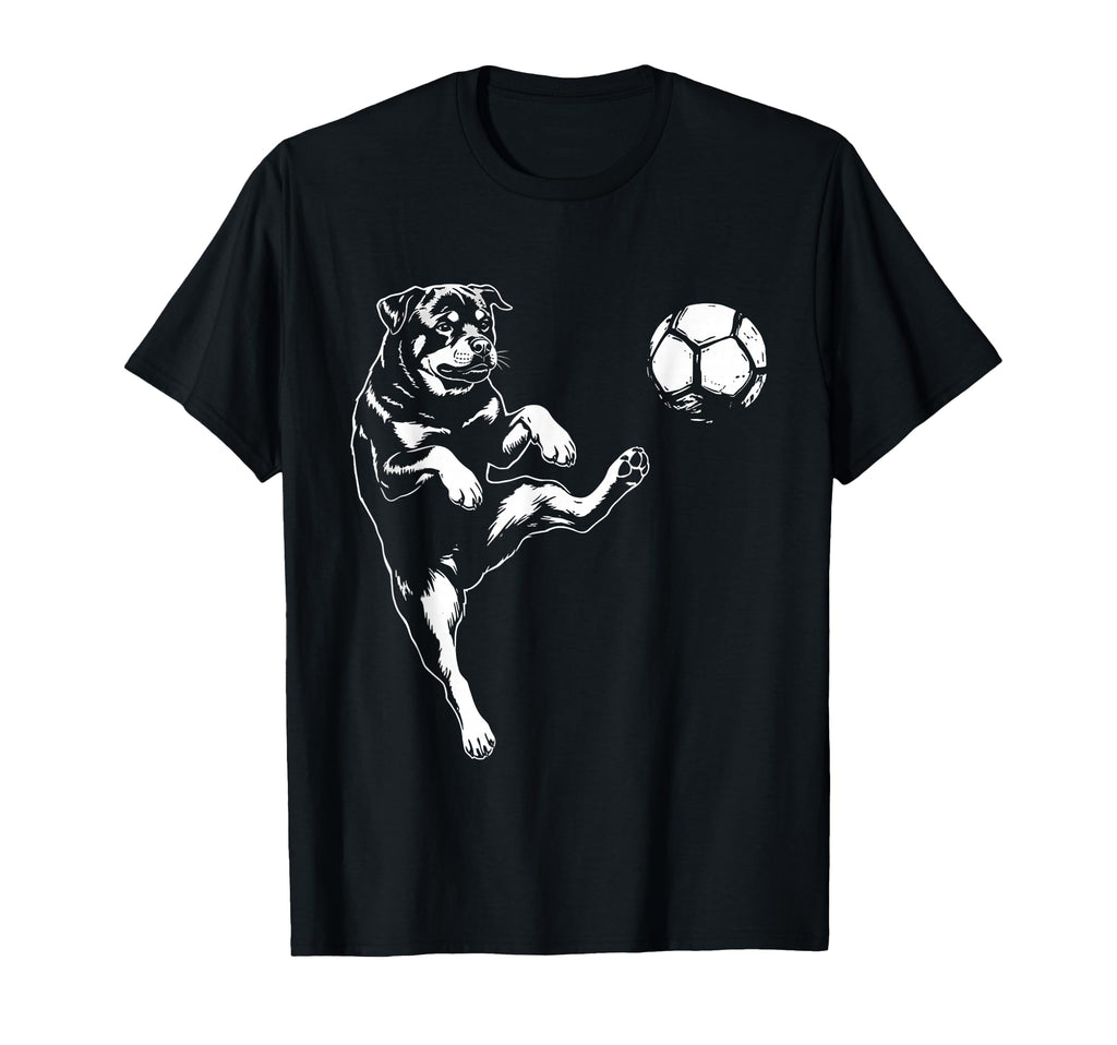Rottweiler Playing Soccer Dog Lover T-Shirt - Minimalist Print Unisex