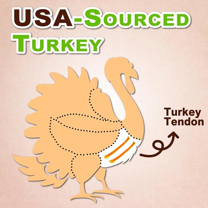 Afreschi Turkey Tendon Rope (S) 6 Pieces per Pack, USA-Sourced Turkey Tendon, All Natural Human Grade Puppy Chew, Hypoallergenic, Rawhide Alternative, Dog Treats for Small Breeds