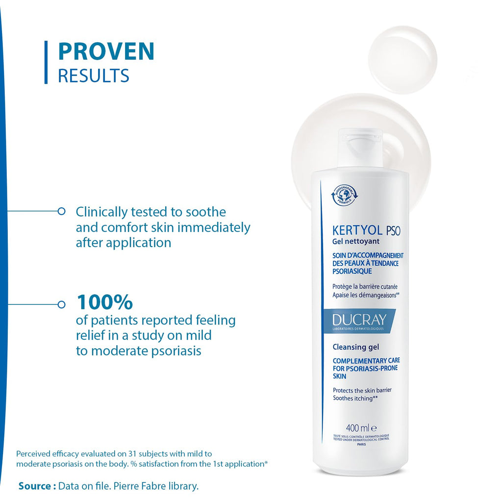 Ducray Kertyol PSO Moisturizing Cleansing Gel - Gentle Daily Face & Body Cleanser for Sensitive Skin, 13.53 fl oz