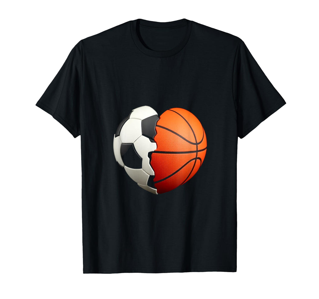 Split Heart Soccer Basketball T-Shirt - Unique Graphic for Adults