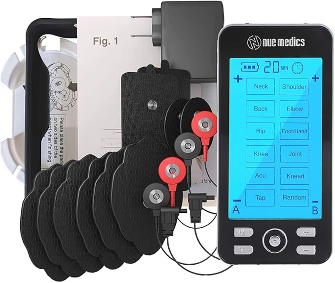 Tens Unit Machine Pulse Massager for Pain Relief, 24 Massage Modes, Rechargeable Muscle Stimulator Device with 10 Pads