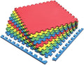 Norsk Reversible Kids Puzzle Play Mats - EVA Interlocking Foam Tiles (Multicolor/Black 4 Tiles - 16 sq. Ft. 1/2" Thick)