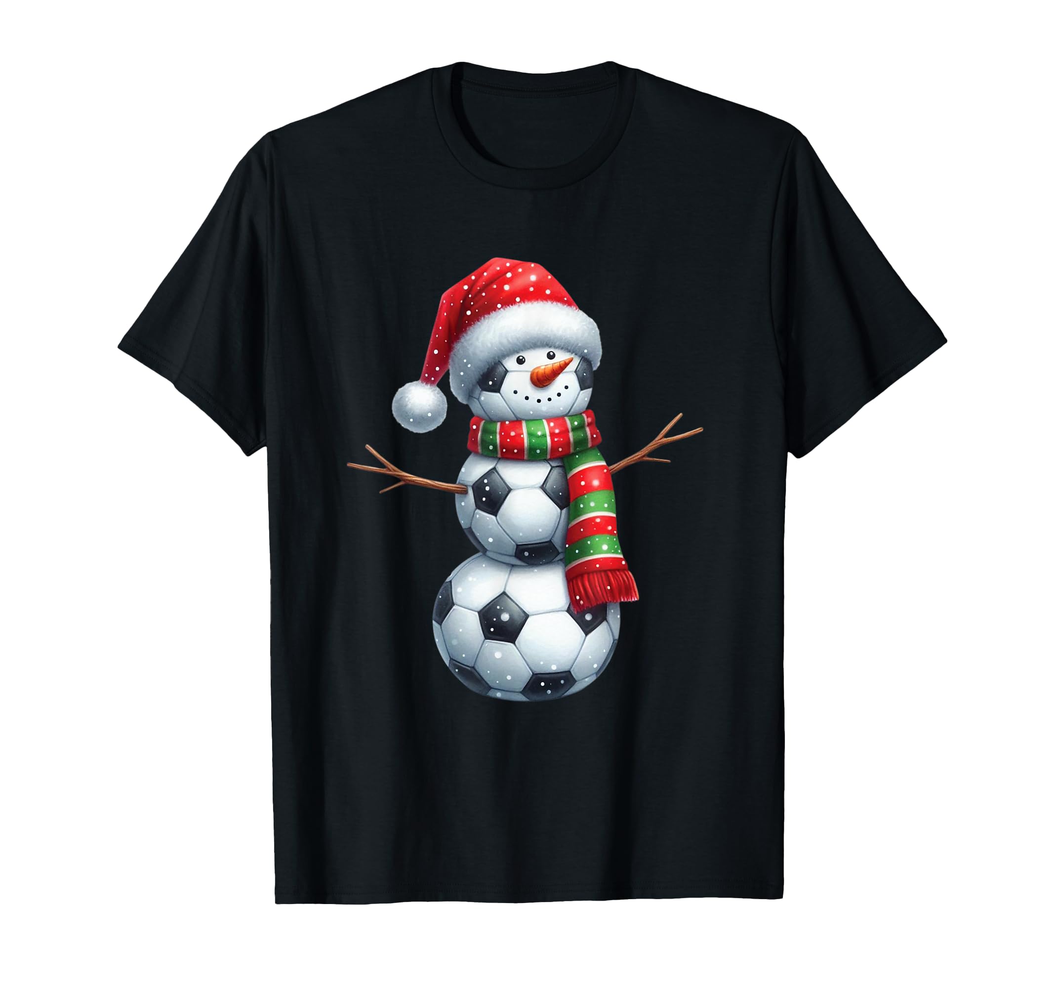 Funny Soccer Balls Snowman T-Shirt - Trendy Graphic Men Women