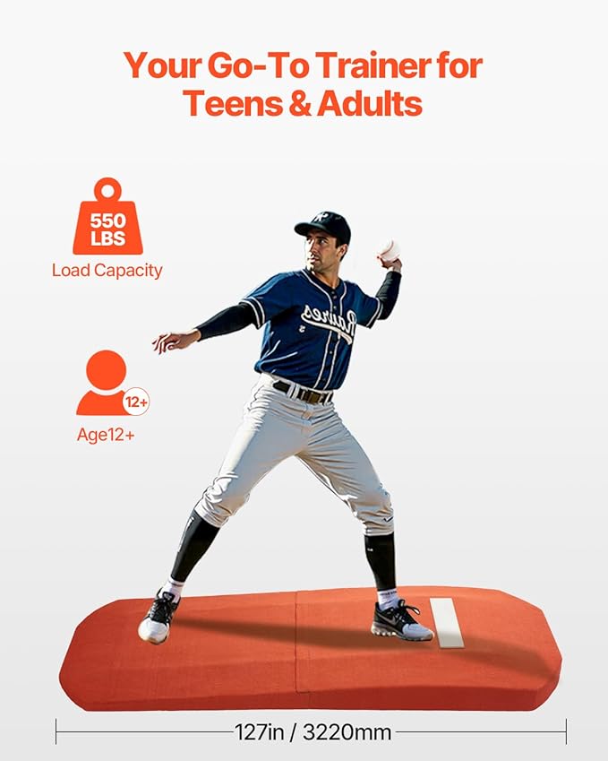 VEVOR Pitching Mound, Baseball Game Mound, Indoor/Outdoor Pitching Practice and Training Equipment, Softball Pitching Aids with Antifade Turf and Pitching Rubber