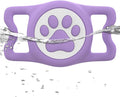 IP68 Waterpoof Dog Airtag Holder, Stretchy Silicone Full Body Covered Apple Air Tag Holder for Dog Cat Collar Fit All Width Collar (Purple, 1 Pack)