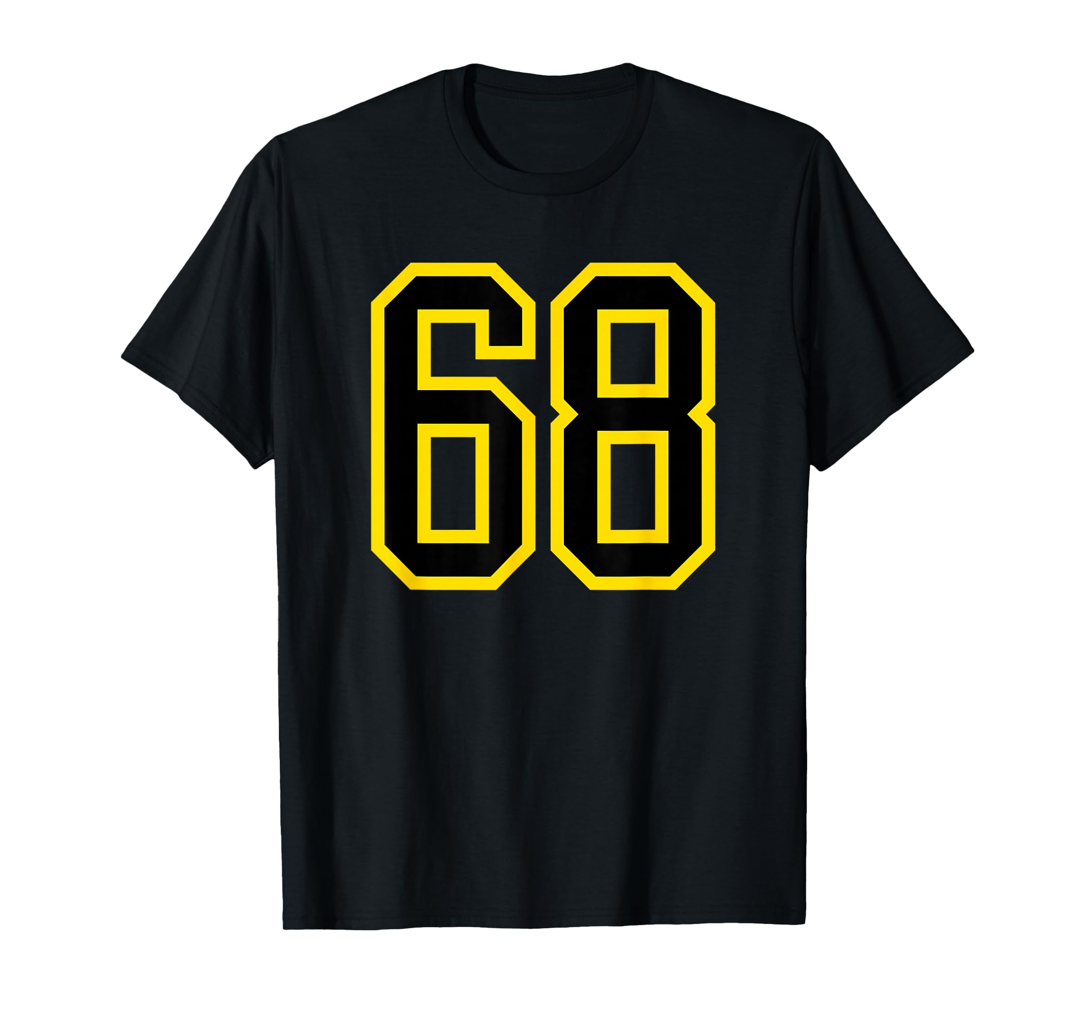 Yellow Black Sport Team Number 68 T-Shirt - Custom Art Print Men Women