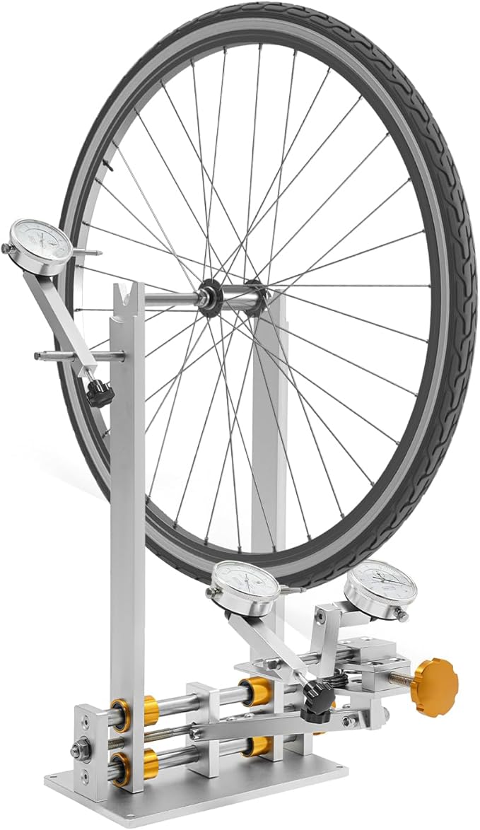 Bicycle Wheel Truing Stand ,Bicycle Wheel Repair Tool Kit Heavy-Duty Adjustable Repair Bracket w/3 Precision Gauges, Foldable Design, Universal 10-29" Wheelset Compatibility for Bike Shops & Home
