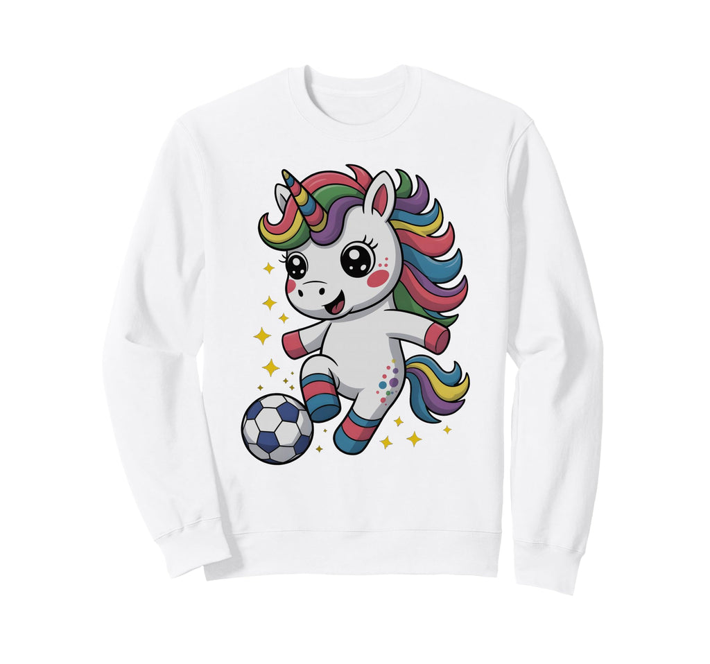 Kawaii Soccer Just Who Loves Unicorns Sweatshirt - Unique Graphic Unisex