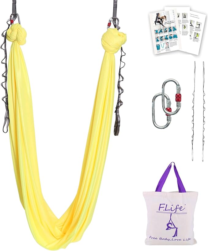 F.Life Aerial Silk Yoga Hammock & Swing for yoga Inversion,Strength training,starter hardware kit