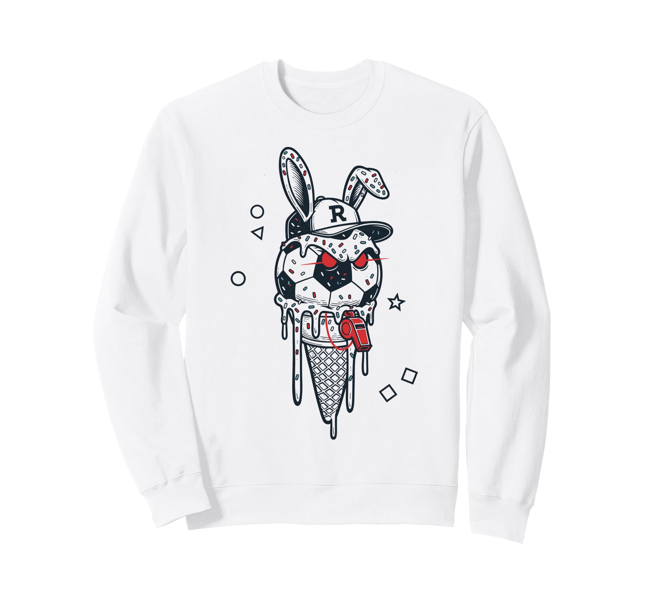 Soccer Bunny Referee Whistle Rabbit Sweatshirt - Unique Graphic for Adults